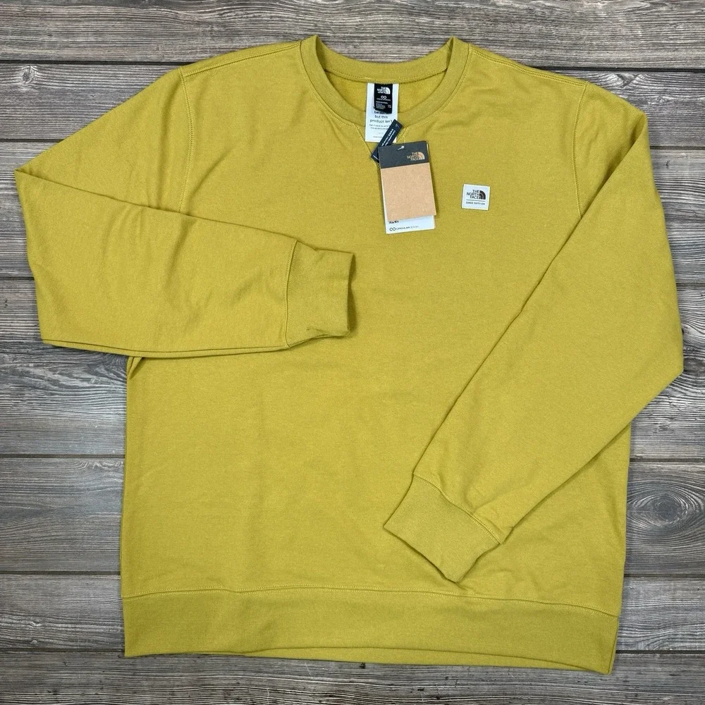 The North Face‎ Heritage Patch Crew Sweatshirt Men's XXL Amber Green Fleece NEW